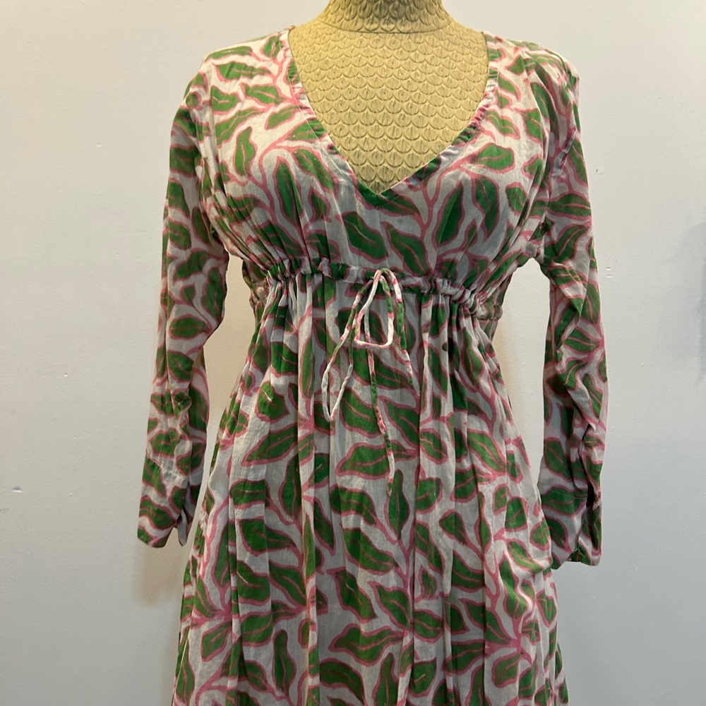 Gretchen Scott Pink and Green Leaf Dress